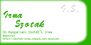 irma szotak business card